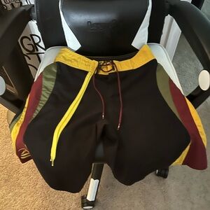 Reef Men's Athletic Shorts - Black, Yellow, Red, Green